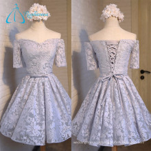 Elegant Lace Satin Sashes Bow Plus Size Prom Dress Short